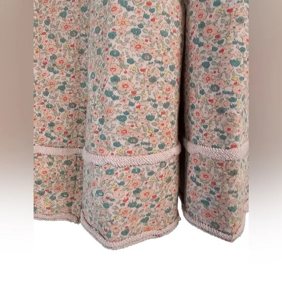 IVY JANE boho style pink long jacket floral chunky buttons pleated waist NWT - Picture 11 of 15